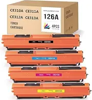 126A CE310A CE311A CE312A CE313A Toner Cartridge Compatible with HP Color Laserjet Pro MFP M175 M275 CP1025nw Laser Printer（4 Pack