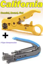 Compression Tool F RG59 RG6 RG11 Connector + Cable Coax Coaxial Crimper Stripper