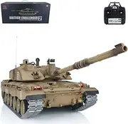 wheelfun Heng Long RC Tank 1/16 7.0 Upgraded Challenger Ii RTR RC Tank 3908 Metal Tracks Smoking Generator Metal Driving Gearbox BB Shooting Airsoft Tank That Shoot BB pellets
