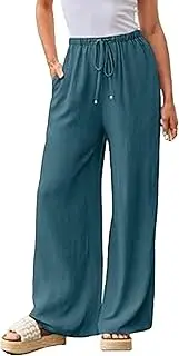 [Generic] Womens Summer Pants Lightweight Casual Loose Pants for Women Summer Women's Cotton Linen Palazzo Pant