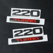 2x Black Matte 220 + 2x Black Red TURBO Metal Sticker Badge Emblem Decal Utility (for: MG)