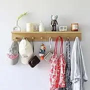XAOMLP Entrance Coat Rack ，Coat Hooks, Wall-Mounted Wooden Hook Rack, Wall-Mounted Shelves are Very Suitable (Oak Color, 2)