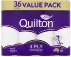 Quilton 3 Ply Toilet Tissue (180 Sheets per Roll, 11x10cm), Pack of 36