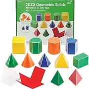 Learning Advantage edxeducation 2D3D Geometric Solids - Set of 12 Multicoloured Shapes - Includes 2D Nets and Activity Guide - Early Math Manipulative and Geometry for Kids