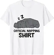 [X.Style] Cute Hippo Sleeping Hippo Pajama Napping Shirt ds343 T-Shirt White