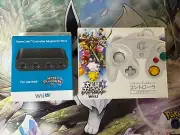 Nintendo - Super Smash Bros - White Classic Gamecube Controler + Adapter - Wii U