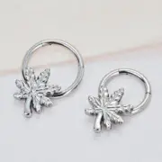 16G TITANIUM POT LEAF HEMP HINGED CLICKER NOSE SEPTUM CONCH HOOP HELIX EAR RING