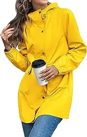 [Generic] Women's Waterproof Rain Jacket Lightweight Raincoat Hooded Windbreaker Trench Coat 2025