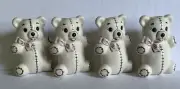 VINTAGE CERAMIC MACRAME BEADS LARGE 4- Teddy Bears