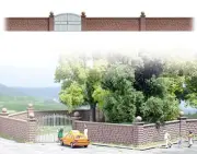 Busch 6014 Ho Scale Brick Wall Fence with Wrought Iron Gate 80 cm