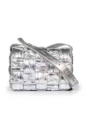 Silver Leather Padded Casette Bag