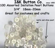 100 Imitation Pearl Buttons 3/4" Assorted shiny matte 4 hole 2 hole