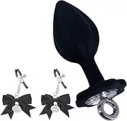 Female Pleasure Nipple Clamps Butt Plug Set Silicone Butt Plug with Jewelry Base Adjustable Nipple Clamps Anal Sex Toy