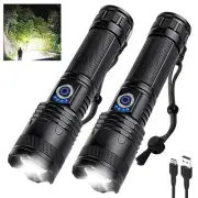 LED Rechargeable Flashlights High Lumens Flash Light, 990,000 Lumens Black