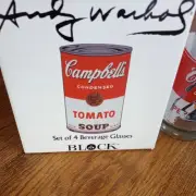 Vintage Andy Warhol Campbell’s Soup Tall Beverage Glasses Set of 4 NEW Glasses
