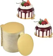 100Pcs Mousse Cake Boards, BetterJonny 3.54" Round Disposable Cake Circle Base Gold Cupcake Dessert Displays Tray for Party Wedding Birthday Catering