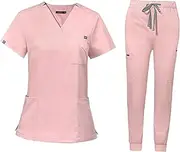 [Dickly] Nursing Uniforms Scrub Set with Pockets Nurse Top and Pants Nursing Work suits for Pet Groomer