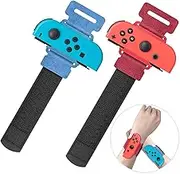 Upgraded Wrist Bands for Just Dance 2021 2020 Nintendo Switch, YUANHOT Adjustable Elastic Dance Straps for Switch Joy-Con Controllers, 2 Pack for Kids and Adults - Red/Blue