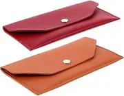 Ipetboom Leather Card Holder 2 Pcs Cash Reusable Envelopes Long Rectangular Wallet Waterproof Envelope Credit Card Case Coin Pouch Money Pouch Budgeting Tool