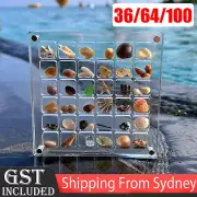 Acrylic Magnetic Seashell Display Box, 36/64/100Grids Seashell Display Organizer