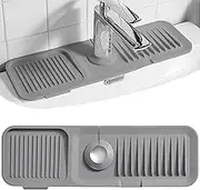 Silicone Sink Faucet Mat Splash Guard,1Pc Silicone Draining Mat Sink Splash Guard Mat for Kitchen Sink,Silicone Sink Faucet Mat Splash Guard, Silicone Faucet Splash Guard Sink Splash Guard,Dark Grey
