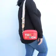 NWT Tory Burch Perry LOGO Double Zip Camera Bag Red