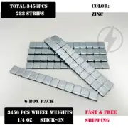 6 BOX 1/4 OZ ZINC WHEEL WEIGHTS STICK-ON ADHESIVE TAPE 54 LBS LEAD-FREE 3456 PCS