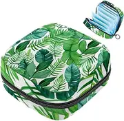Period Bag,Sanitary Napkin Storage Bag,Tropical Hawaii Leaves Pattern,Tampon Holder for Purse