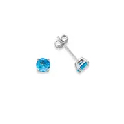 9ct White Gold Swiss Blue Topaz Stud Earrings in Blue