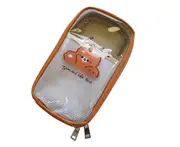 Transparent Pencil Pouch Large Capacity PVC Comfortable Touch Pencil Storage Bag for Students-Brown