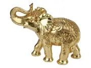 24cm Standing Gold Elephant with Floral Design - Elegant Home Decor Accent