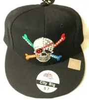 NEW FITTED SIZE 7 BEADED PIRATE HAT Black Skull & Crossbones City Big Apple