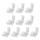 10mm 4P LED Strip Connector Solderless for 5050 3528 RGB Strip Lights 10Pcs