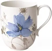 [Villeroy & Boch] Mariefleur Gris Basic Latte Macchiato Cup, 480 ml, Height: 11 cm, Premium Porcelain, White/Multicoloured, 0.48 Litre