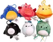 Set 6 Squishmallows Sealife Squad Whale 3.5" Clip On Keychain Mini Plush Doll