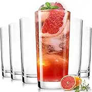Drinking Glasses Highball Glasses Set of 6, Water Glasses 16oz, Wide mouth design Lead-Free Crystal Glassware, Cocktail Glasses Drinking Set, Tall Glass Cups for Mojito and Tom Collins