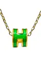 [SPECIAL] LITZ 999 (24K) Gold H Charm with 14K Gold Plated 925 Silver Chain H牌项链 EPC0926-GREEN-SN