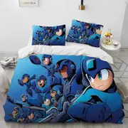 a1410 Bed Sheets Rockman Megaman GameComforter Bedding SetDuvet Cover Bed Set Quilt Cover Pillowcase Bedding Set Kid3-Piece Bedding Set (1 Duvet Co