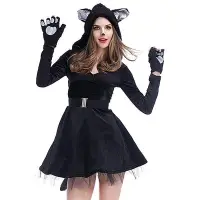 在飛比找Yahoo!奇摩拍賣優惠-【演出服】萬聖節舞會派對貓女服飾cosplay性感黑貓裙服裝