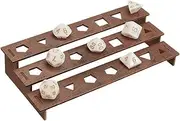 BENECREAT Wooden Dice Holder - 3 Tier Display Rack, Coconut Brown Storage Shelf Holds 21 Pcs of Polyhedral Dice for Collectors, Dungeons and Dragons Game