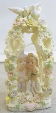 Arch Wedding Cake Topper Bride Groom White Pink Purple Green Roses Dove Hearts 2