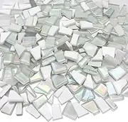LITMIND White Series Irregular Glass Mosaic Tiles for Art Crafts, 9oz Value Pack Mosaic Making Supplies, Mosaic Kits for Adults