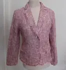 BANANA REPUBLIC women 6 red white blue tweed fringe blazer NEW tags