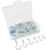 70 Pieces Screw Hooks, Screw Hooks Mug Hooks Set, 6 Sizes Ceiling Screw Hooks for Hanging Mugs, Cabinet Shelf Walls, Kitchen, Garden, Indoor and Outdoor Use, White