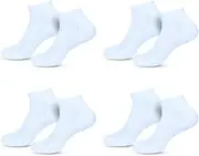 [LMDPRAJAPATIS] Ankle Low Cut Socks for Women Pack of 4 Pairs - Athletic Socks Comfortable Breathable Short Cotton Blend Socks, Reinforced Heel & Toe, Durable, Lightweight Ideal for Everyday Use - White, 4 White,