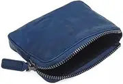 [SLEDEZ] Mens Cash Change Wallet Leather Coin Purse Vintage Zip Card Case Mini Coin Purse(Blue)