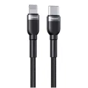 Pisen 6940735489876 2m Braided Lightning to USB-C PD Fast Charge Cable Black Supports 3A