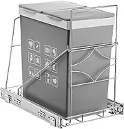 Youeon Pull Out Trash Can Under Cabinet, Adjustable Stainless Steel Under Sink Trash Can Pull Out, Slide Out Garbage Shelf, Fit for Max. 35 Quarts Trash Can(Not Included)