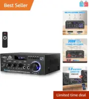 300W Bluetooth Audio Amplifier with Remote Control - Compact Home Stereo System