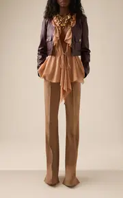[Chloé] Broken-Heel Low-Rise Wool Pants